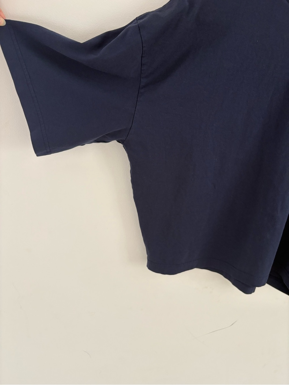 COS Mock Neck Boxy T-Shirt in Navy - Picture 3 of 7